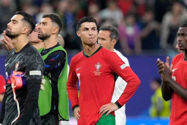 Cristiano Ronaldo usai kekalahan Portugal dari Prancis di babak adu penalti laga 8 besar Euro 2024, Sabtu (6/7/2024)